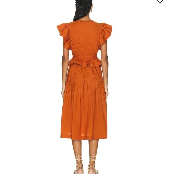 Ulla Johnson Elegant Orange Ruffle Dress - Picture 3 of 3